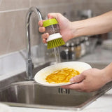 Multi-Use Kitchen Dish Brush, Soap Dispensing Palm Brush with Tray, Universal Scrub Brush for Household Cleaning