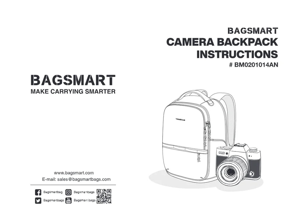 BAGSMART Camera Bag Backpack DSLR SLR Camera Backpacks with Shoulder Strap for Sony Canon Nikon Anti-theft Travel Backpack