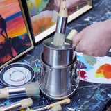 Paint Brush Cleaner and Holder - Airtight Stainless Steel Brush Washer for Painting with Removable Porous Filter (Large)