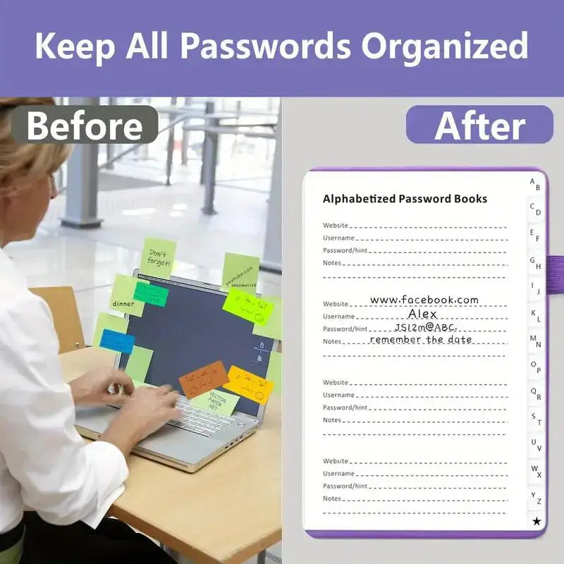 Password Book with Alphabetical tabs. Hardcover Password Keeper Notebook for Seniors, Internet Password Logbook Journal, Address