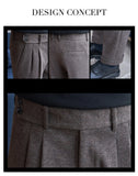 Autumn Winter Neapolitan Trousers Men with 5% Wool Fabric, Coffee Fashionable Simple & Versatile Casual Pants,pantalones Hombre