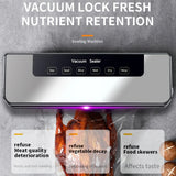 65Kpa Food Vacuum Sealer Machine with 20 Free Bags, Stainless Steel 6-in-1 Sealing, Dry/Wet Mode for Food Storage, Grey