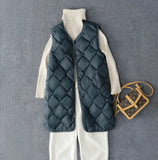 New Arrivals Korean X-long Sleeveless Puffer Jacket 2025 Autumn Winter Women Fashion Ultra Light Down Liner Warm Coats 3xl