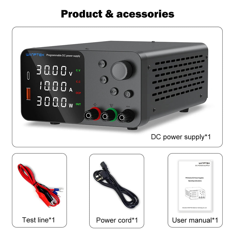 Wanptek Adjustable DC power supply 30V 5A 10A 60V 5A 120V 3A 160V 2A Lab Bench Power Source Stabilized Voltage power supply