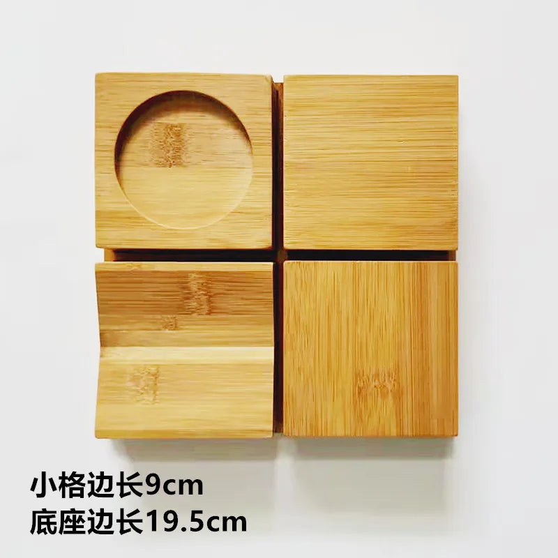 Creative Jiugongge Molecular Cuisine Western Restaurant Plate Dessert Wooden Tableware Restaurant Dim Sum Plate Barbecue Plate
