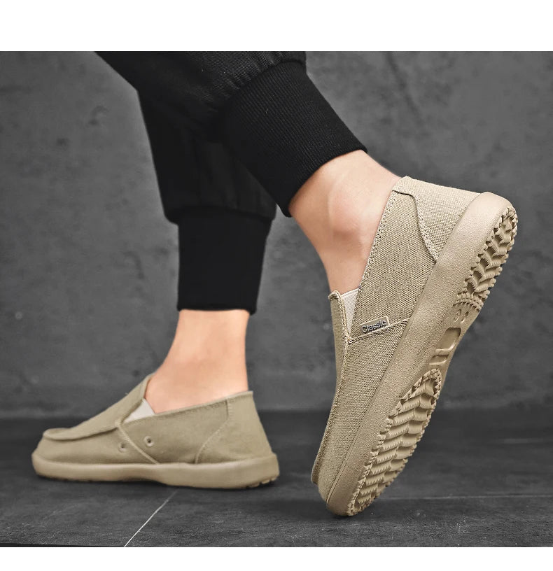 Fashion Men's Sneakers Canvas Breathable Men's Walking Driving Shoes Comfortable Outdoor Men Flats Casual Shoes Tenis Masculino