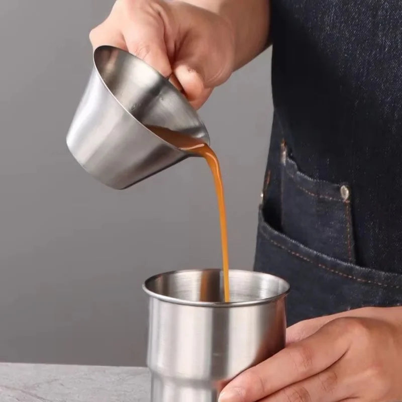 Italian Espresso Cup With Scale Coffee Extraction Cup Milk Ounce Cup Stainless Steel 100ml Home Kitchen Cafe Accessories ﻿