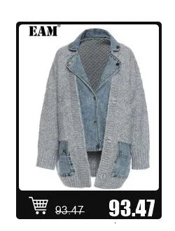 [EAM] Black Irregular Knot Sweatshirt New Stand Collar Long Sleeve Women Big Size Fashion Tide Spring Autumn 2026 1DJ1848