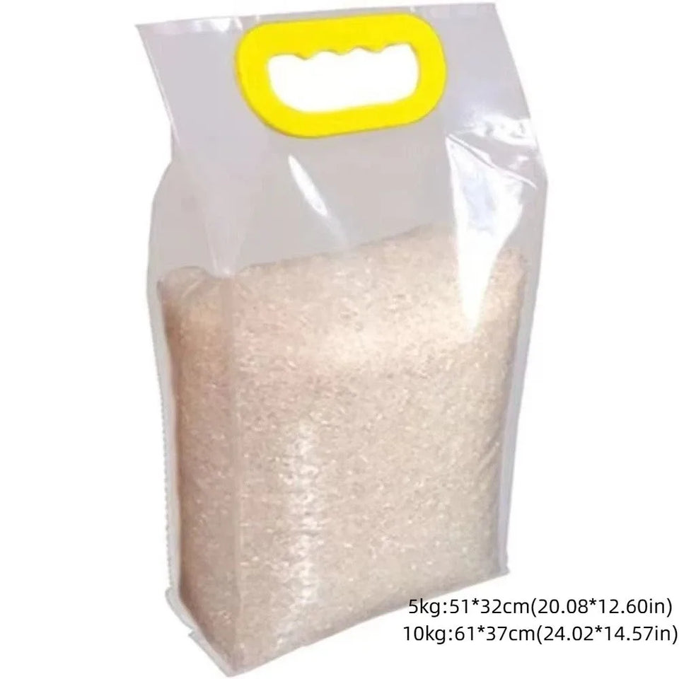 10pcs 5kg/10kg Rice Grain Packaging Bag Plastic with Handle Food Vacuum Bag Insect Proof Moisture-proof Food Storage Sealed Bag