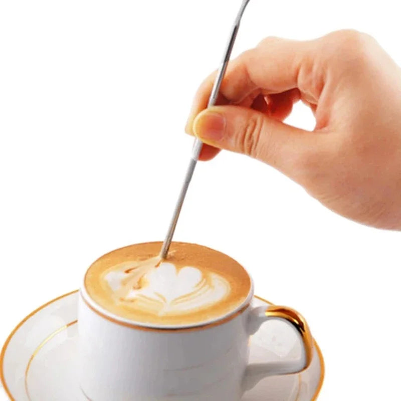 Coffee Art Needles Stainless Steel Cappuccino Latte Espresso Coffee Cafe Mixer Tool Decorating Art Pen Coffee Stick Art Needles