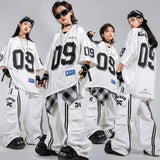 Boys Hip Hop Mesh T-shirt Cargo Pants Girls K-pop Street Dance Sweatshirt Costumes Child Clothes Sets Kids Teens Jazz Streetwear