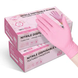 100 Pcs Pink Nitrile Gloves, Stretch Resistant for Cooking, Safe Food Handling, Disposable & Durable