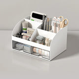 Home Office Desktop Stationery Storage Box 6 Compartments 2 Drawers Decorative Desk Organizer Dressing Table Makeup Storage Case