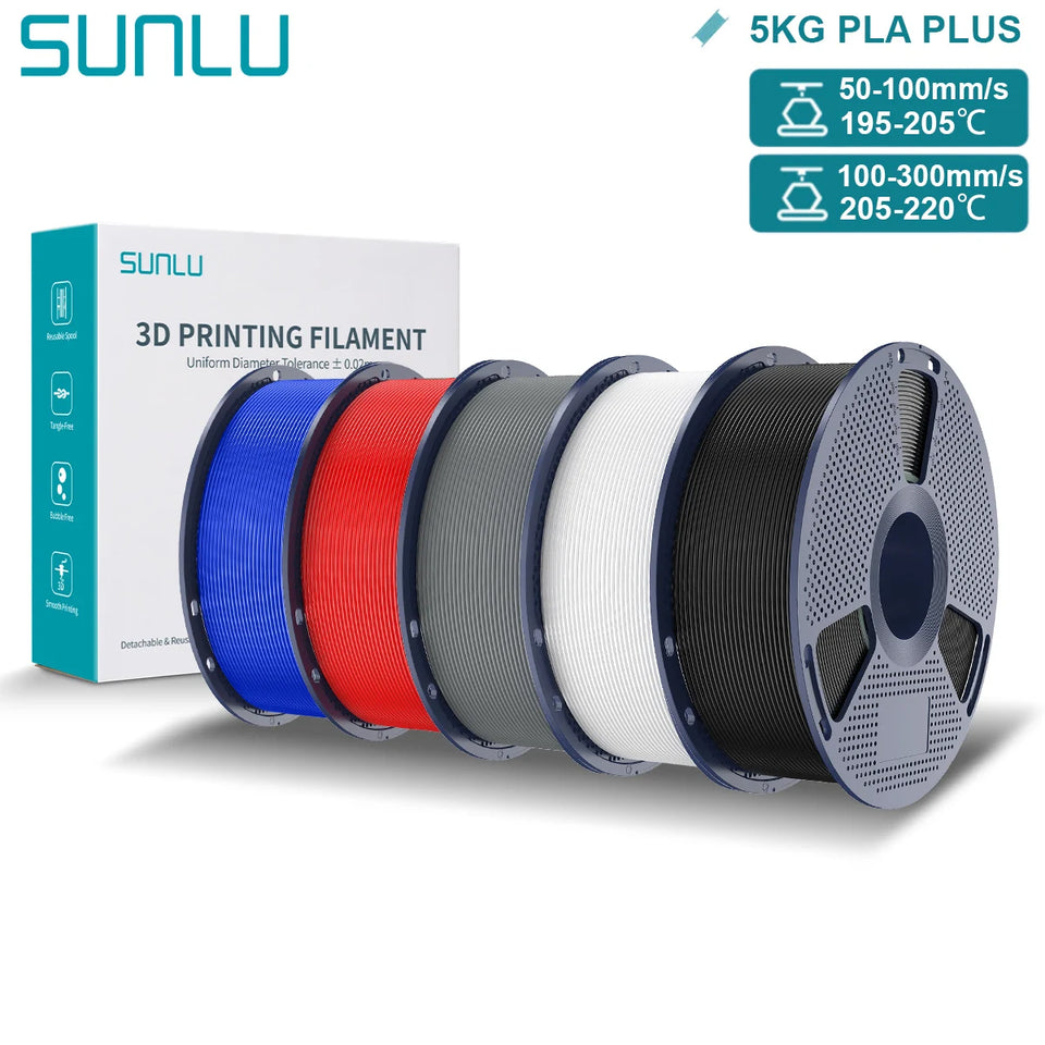 SUNLU Pla Plus 3D Filament 1.75mm Good Toughness Multicolor Neatly Wound PLA+ Filaments for FDM 3D Printing Materials 5KG