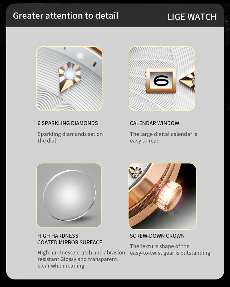 LIGE New Luxury Watch for Men Military Leather Man Wristwatch Quartz Clock Waterproof Luminous Date Week Men's Watches Reloj+box