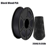 Wood PLA Filament 1.75mm Beginner Bundle,  Individually Vacuum Packed, 250g/500g/1000g Spool, Black wood +Walnut+Logs+cyan wood