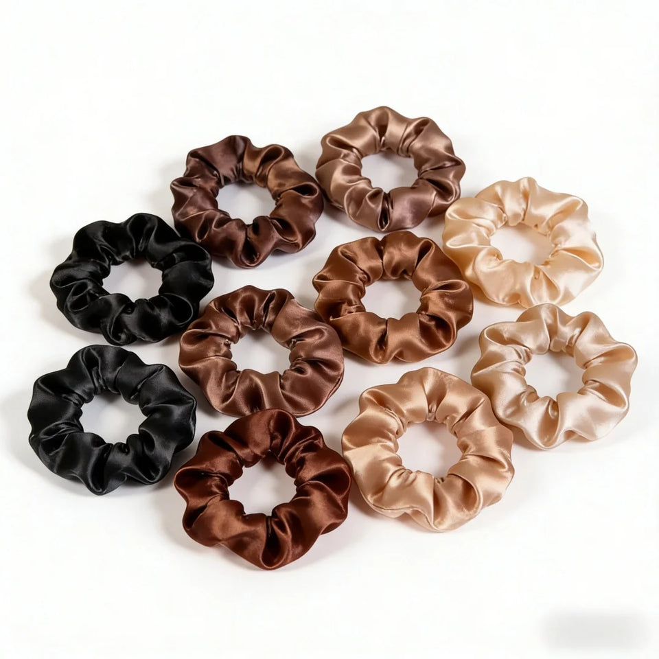 1/30/60/100pcs bulk satin scrunchies 100colors  women small 6.5cm headwear hair ties accessories casual cute black coffee