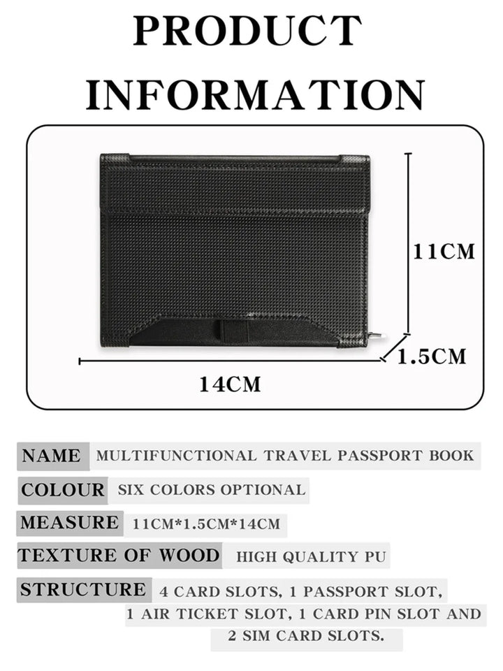 New Solid Color Passport Holder RFID Blocking Ticket Slot Clip Protective Cover Protector Leather Travel Card Bag