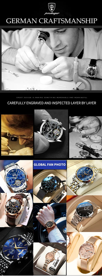 POEDAGAR Luxury High Quality Watches for Men Sport Quartz Leather Man Watch Waterproof Luminous Date Week Men's Watch Male Reloj