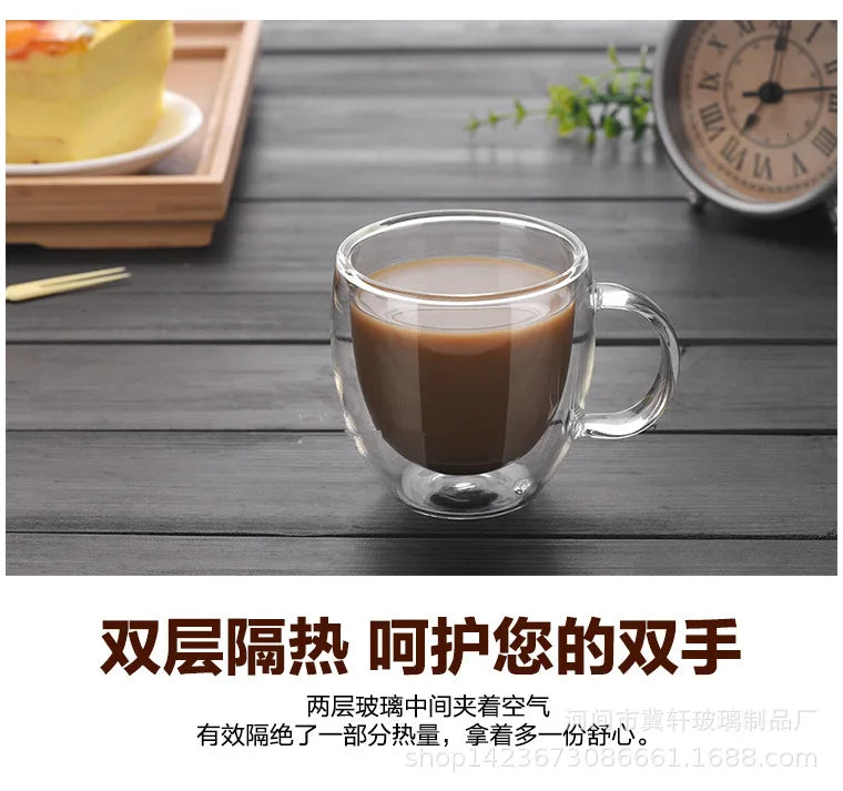 150/250/350/450ml Heat Resistant Double Wall Coffee Cup Transparent Glass Whiskey Tea Milk Cups Cold Beverage Wine Mug Drinkware