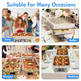 2/4Pack Chafing Dish Set Stainless Steel 316 Gold Rectangular Buffet Warmer for Hotel Catering Parties Weddings Outdoors