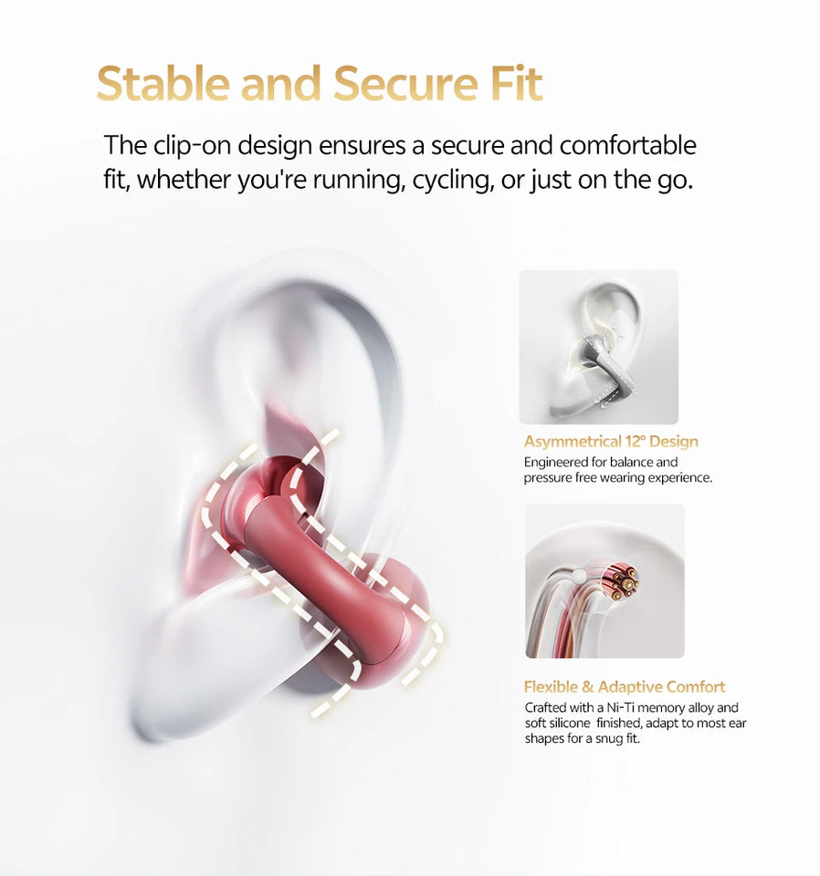 QCY T33S Open Ear Earbuds Crossky C30S Ultra-Comfort Clip On Ear Buds Wireless Bluetooth 6.0 LDAC Hi-Res Audio 40H Earphones