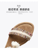 Summer New Women's Sandals Rome Bohemian Flow Su Flat Heel Soft Bottom Comfortable Anti slip Outerwear Tourist Vacation