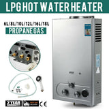 Sihao LPG Gas Hot Water Heater 6L-18L Tankless Instant Butane Propane Gas Boiler With Shower Kit LCD Display For Home Camping ﻿