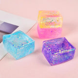 Glitter Squishy Cube Stress Squeeze Toys Anti Stress Slow Rebound Maltose Ice Cubes Colorful Squeeze Block Decompression Toy