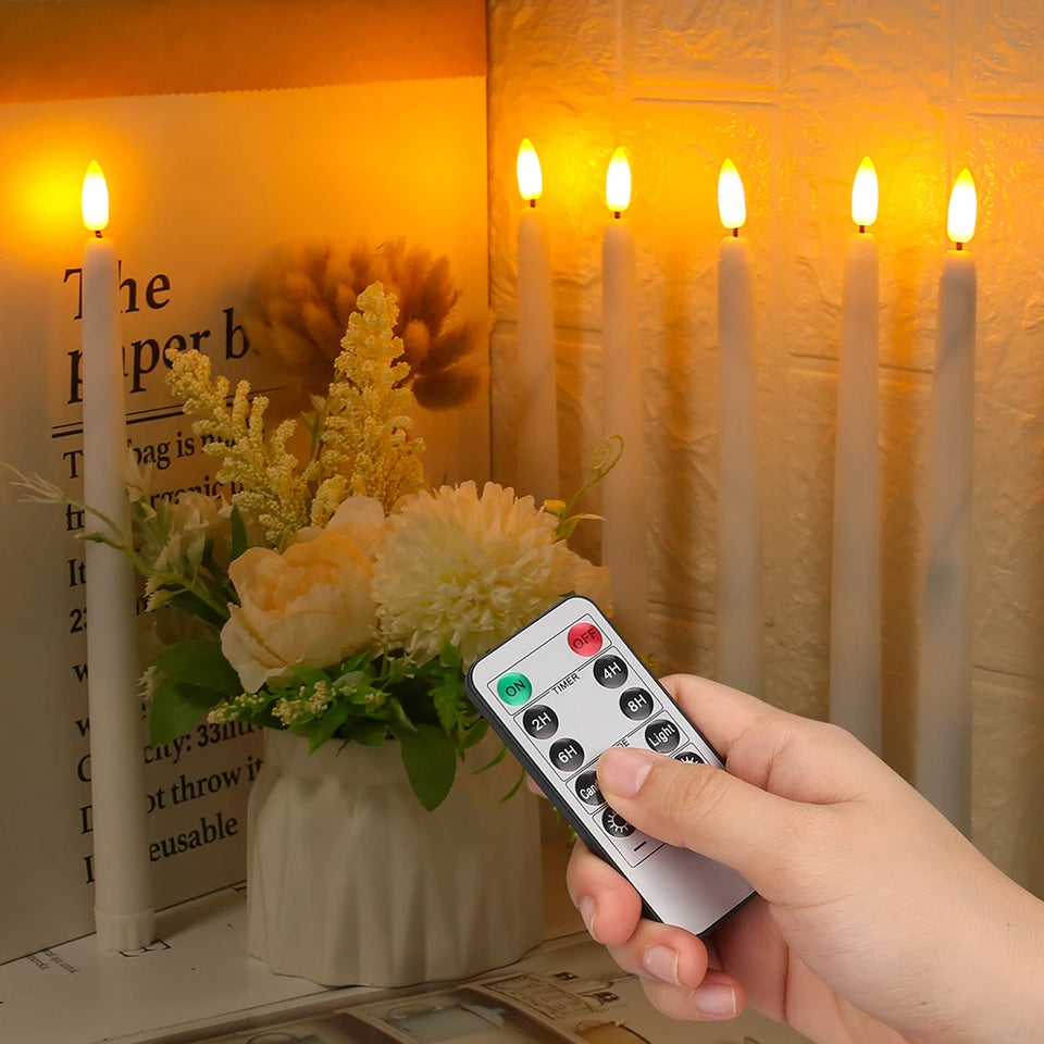 LED Flameless Taper Candles 6.5/11" Battery Operated Fake Flickering Candlesticks Electric Long Candles for Wedding Home Decor