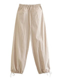 Willshela Women Fashion Parachute Cargo Pants Vintage Jogging Trousers High Elastic Waist Female Chic Lady Boot Cut