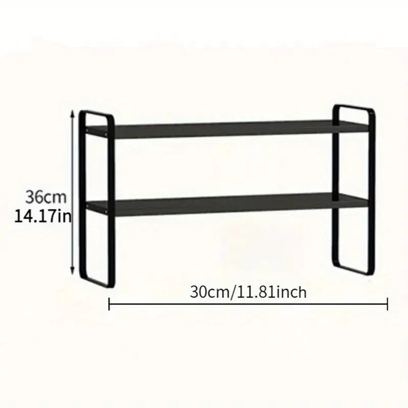 LUSQI 2 tier Shelf Desktop Storage Bookshelf Student Desk Shelves Racks Office Computer Desk Tiered Cabinet Home Storage Holders