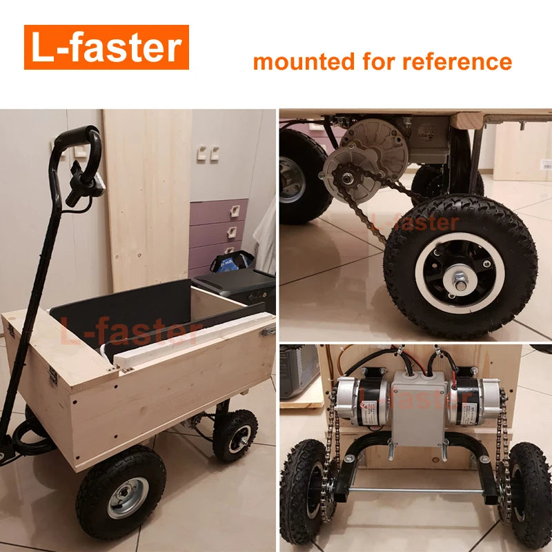 500W Dual Drive Electric Cart Conversion Kit Easy Carry 200kg 8" Wheel Set For Electrical Pull Barrow Trolley Capacity 400lbs