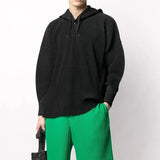 Miyake Pleated Men's Sweatshirt Hoodie Classic Pleated 2025 Summer New Tops Loose Casual Simple Drawstring Pullover Hoodie Male