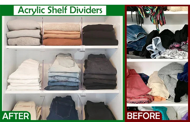 8/4/2pcs Transparent Closet Shelf Dividers – Clear Wardrobe Organizers for Clothing, Books & Storage