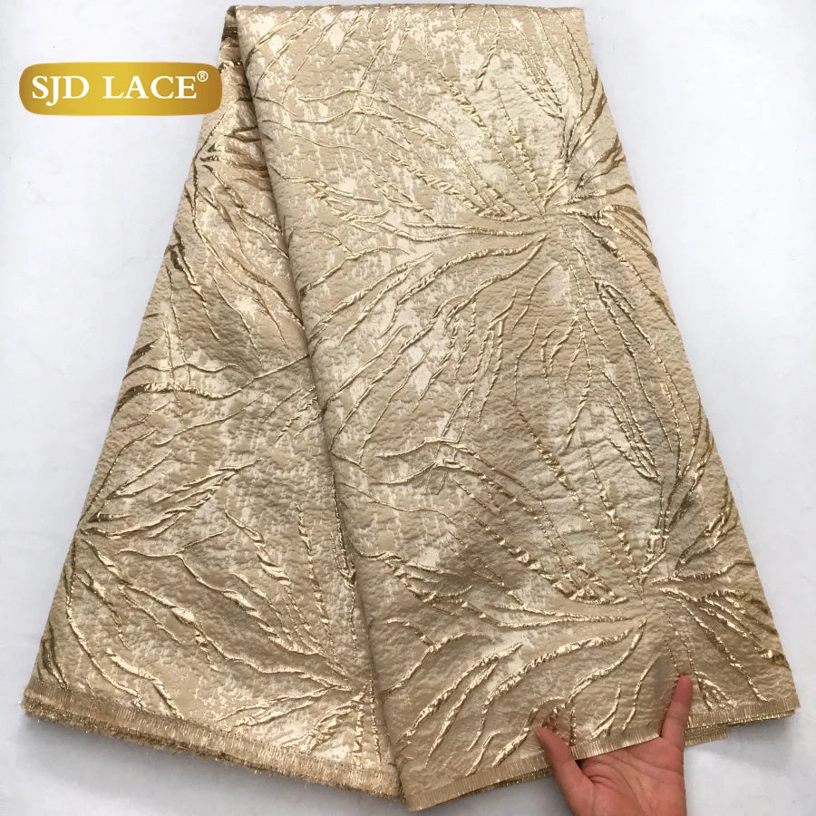 SJD LACE African French Tulle Brocade Lace Fabrics Damask Lace 2026 Latest Nigerian Gilding Jacquard for Women Party Dress 4318