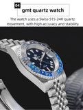ADDIESDIVE Fashion GMT Watch for Men Super Luminous AD2050 Wristwatches Luxury Luminous 20Bar Diving Stainless Steel Man Watches