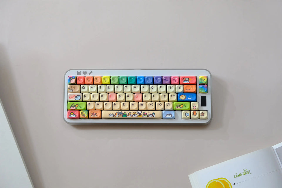 Cat Party Keycaps Set 132 Keys PBT Material Keycaps MOA XOA Profile DYE-SUB For MX Switch Wooting Mechanical Keyboard Keycap