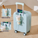 Multifunctional suitcase 18 inch small lightweight luggage with USB cup holder password suitcases 20" cabin carry-on travel bag
