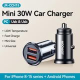 Joyroom 30W Car Charger Adapter PD QC3.0 Mini USB Charger Fast Charging Phone Charger for iPhone Samsung Galaxy Car Accessories