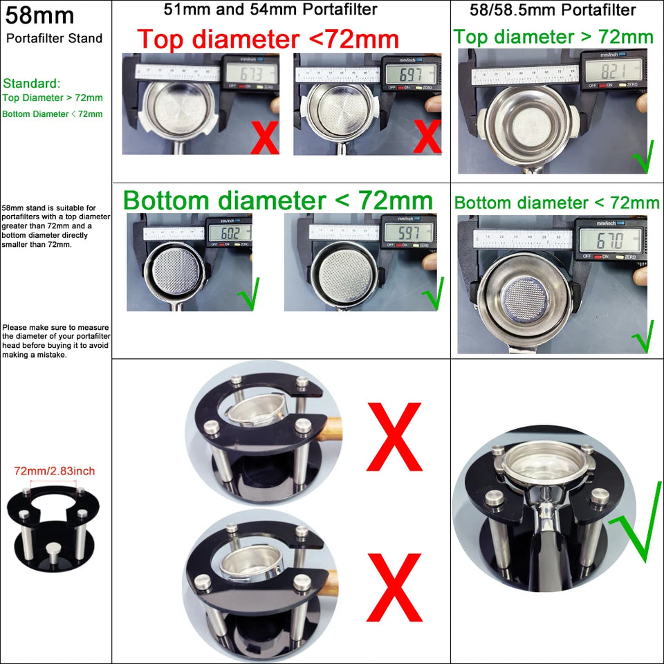 51/54/58mm Coffee Portafilter Holder,Espresso Tamper Stand, Espresso Holder Fits 51/54/58mm Portafilters(Only Sell Stand)