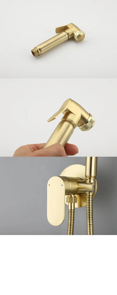 ULA Brass Bidet Faucet Black Toilet Faucet Handheld Toilet Bidet Sprayer Set Hygienic Shower Hot Cold Water Mixer Shower Head