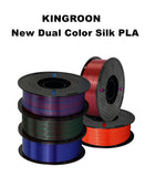 KINGROON Dual-color Silk PLA Filament 1.75mm 2 Color Coextrusion Glossy 3D Printer Filament PLA, 3kg/pack 1kg each spool