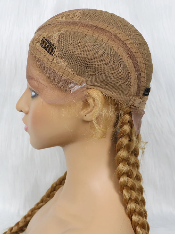 KIMA New Arrival 26 Inches Braided Wigs Synthetic Lace Front Hair Wig With Baby Hair for Black Women