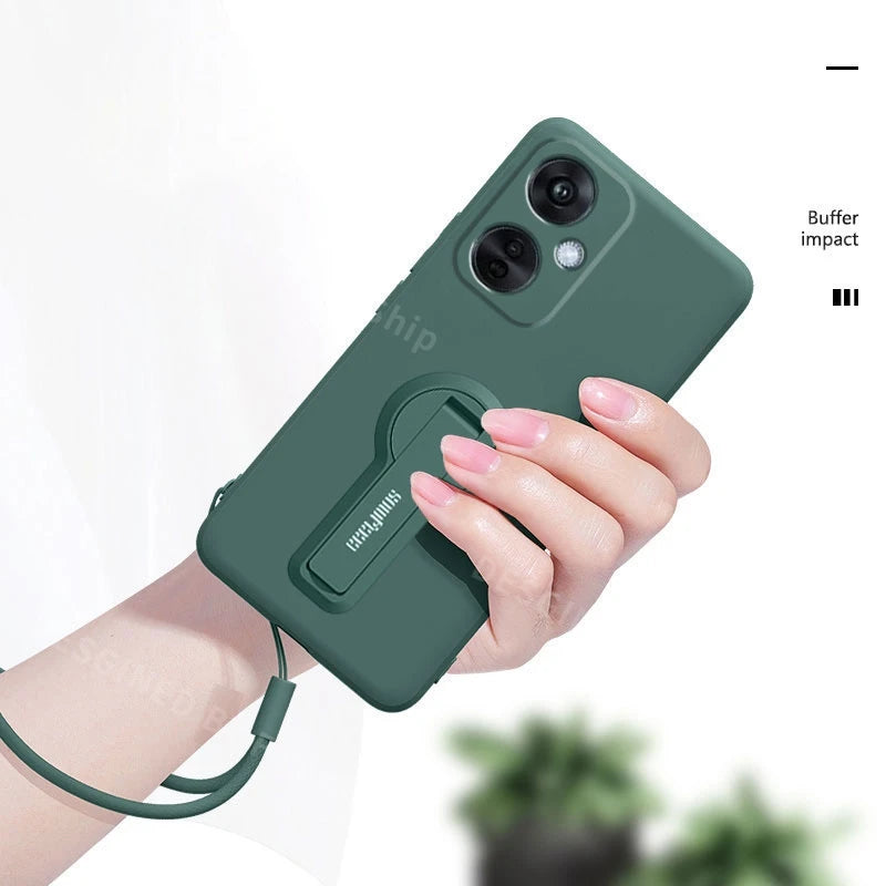 Luxury Phone Case For Oneplus Nord CE 3 Lite NordCE3 NordN30 Liquid Silicone Case Shockproof Soft Cover With Holder Sreen Film
