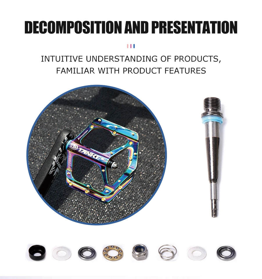 TANKE MTB Pedals Lightweight Aluminum Alloy Non-slip Bicycle Pedal (10 Non-Slip Pins/Side)with Grease&Bearing Bike pedal TP-50