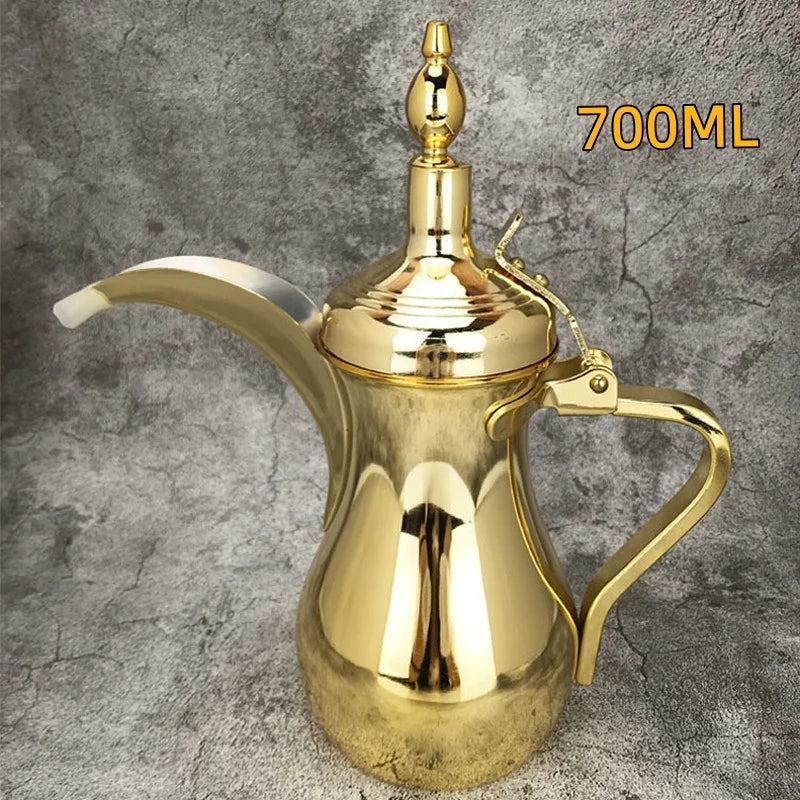 Golden Arabic Coffee Pots, ,Hot Water long-mouthed Tea Kettle Coffee Maker, Narrow Teapot 500/700ML 304 Stainless Steel