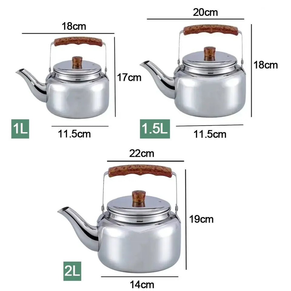 New 1L/1.5L/2L Tea Pot Large Capacity Fast Heating Teapot Stainless Steel Coffee Pot Home Camping