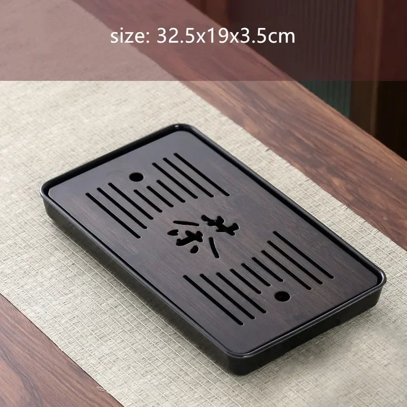 Bamboo Tea Tray Household Tea Set Accessories Small Tea Board Water Storage and Drainage Wet and Dry-use Tray Teaware Decorative