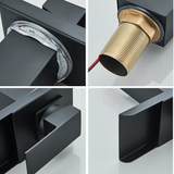 Black LED Bathroom Basin Faucet Temperature Induction Change Color Hot Cold Water Mixer Taps with Battery Box Deck Installation